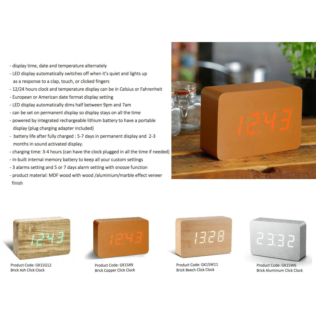 Kutia Brick Click Clock from Uber Appliance