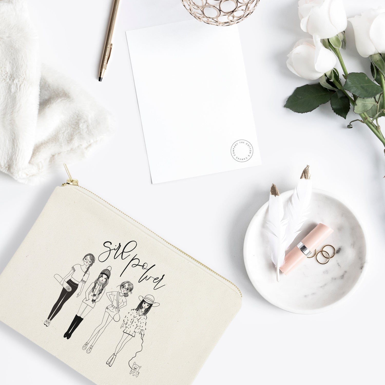 Girl Power Cotton Canvas Cosmetic Bag from The Cotton & Canvas Co.