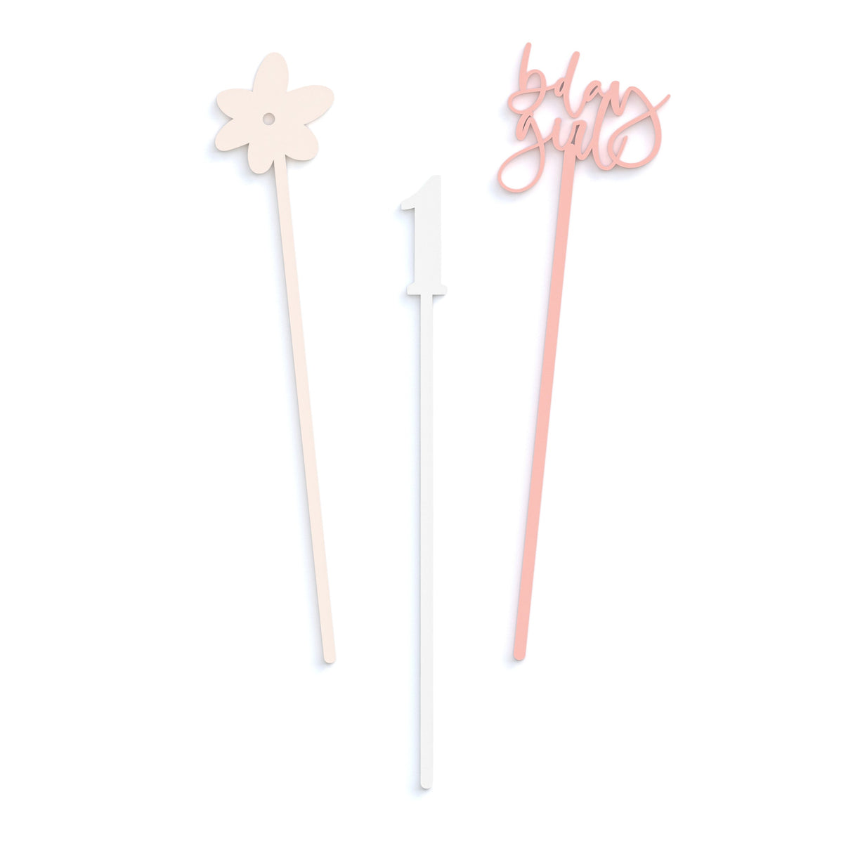 Girl's First Birthday Drink Stirrers from The Cotton & Canvas Co.