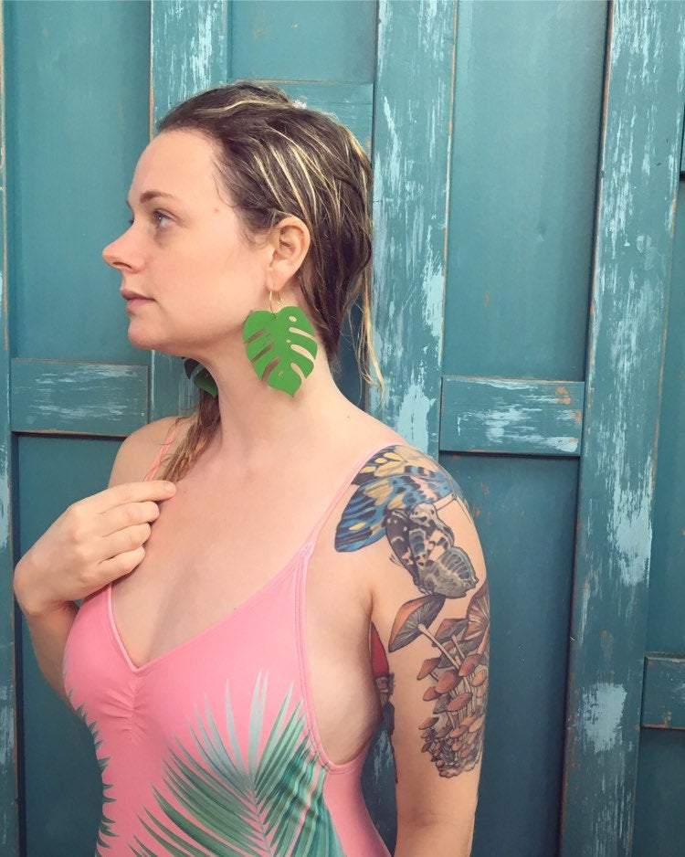 Monstera Statement Hoops Giant- 5 Colors Available from LE CHIC MIAMI