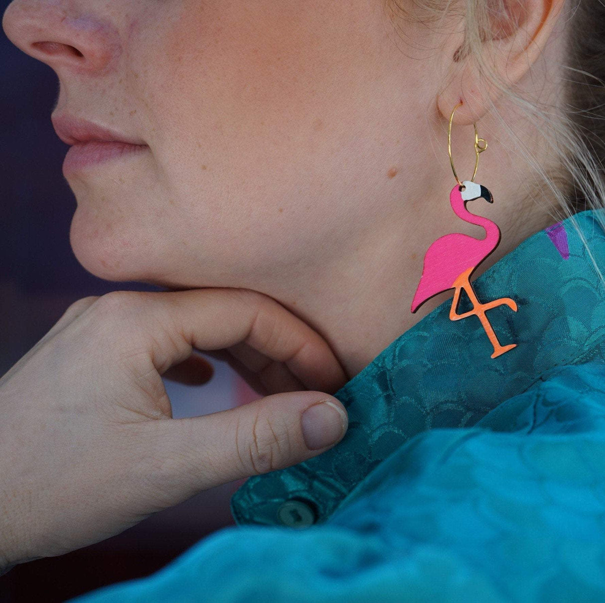 Neon Flamingo Hoops from LE CHIC MIAMI