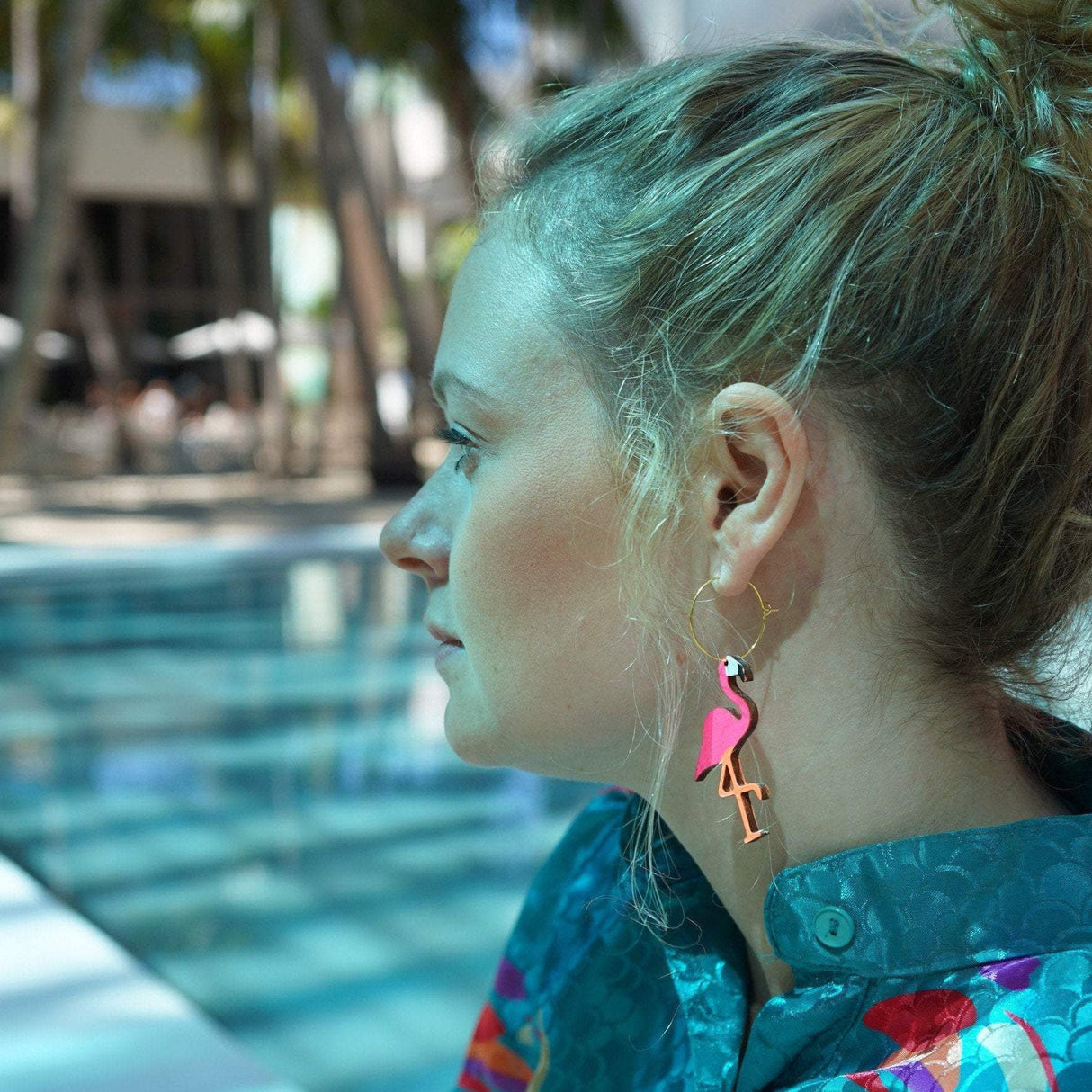 Neon Flamingo Hoops from LE CHIC MIAMI
