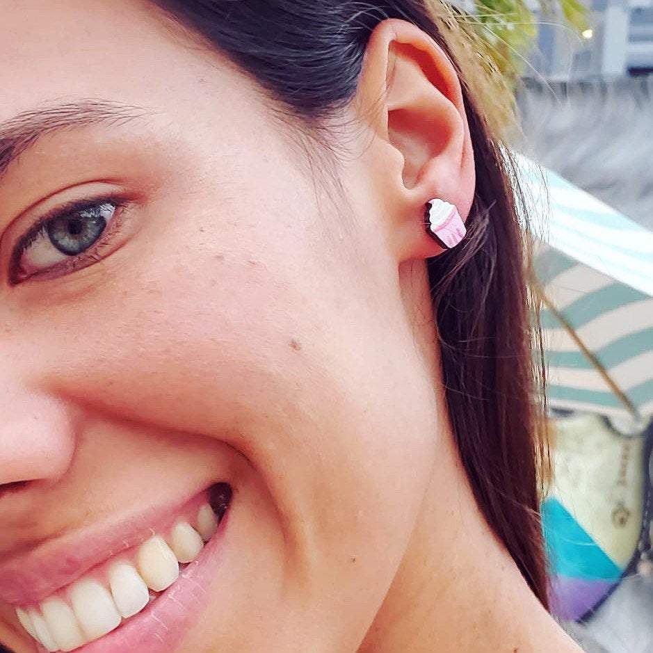 Pink Cupcake Studs from LE CHIC MIAMI