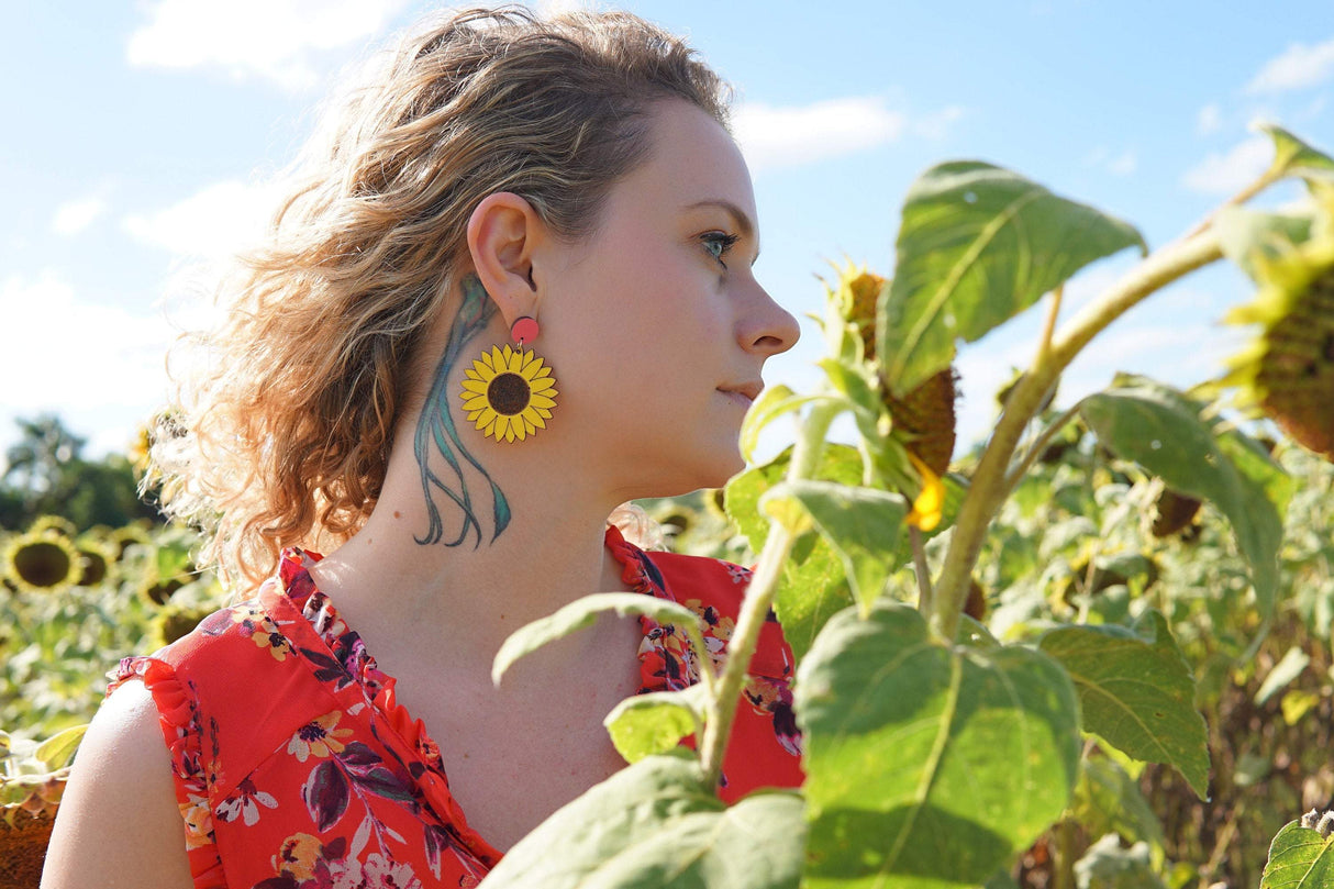 Sunflower Dangle Earrings from LE CHIC MIAMI