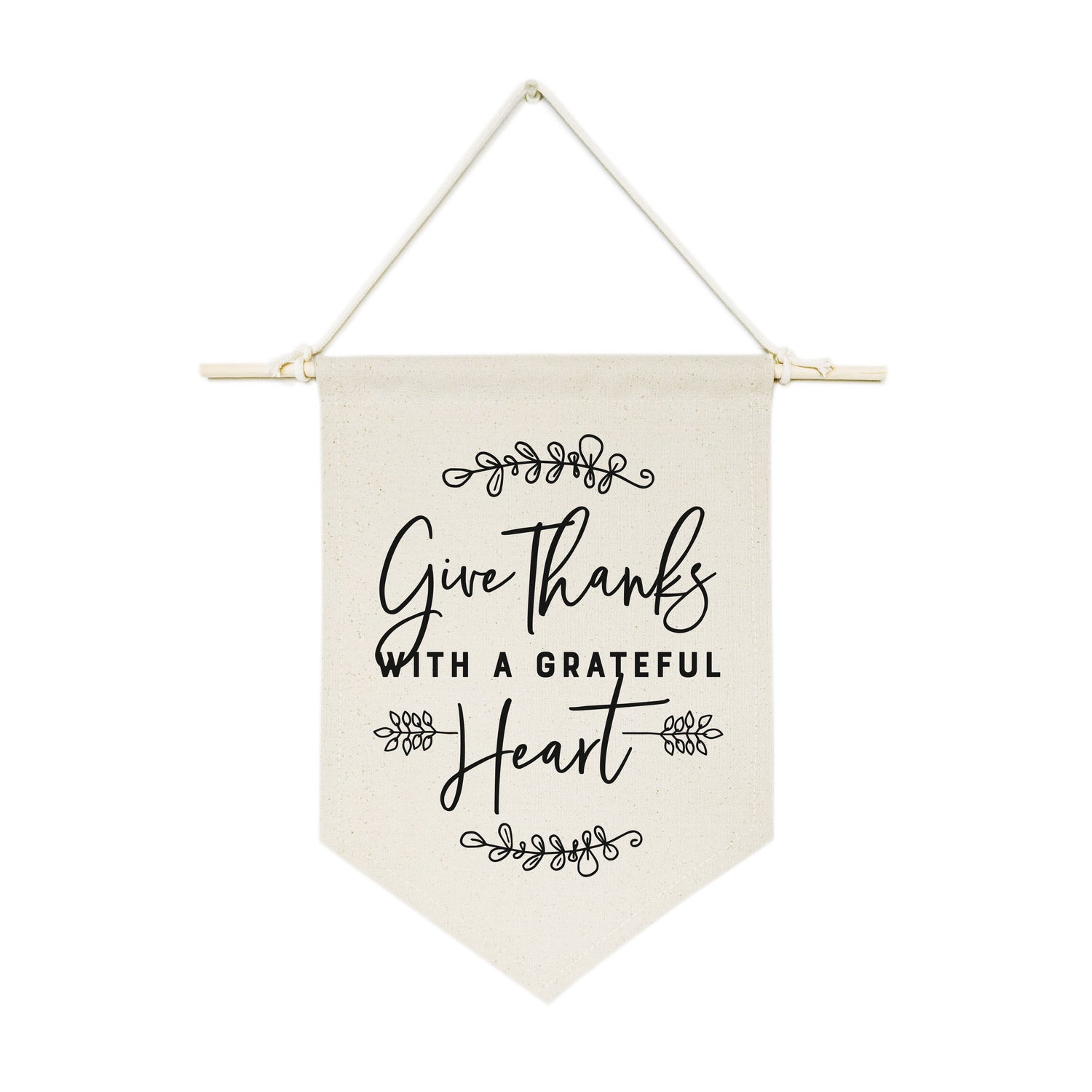 Give Thanks with a Grateful Heart Hanging Wall Banner from The Cotton & Canvas Co.