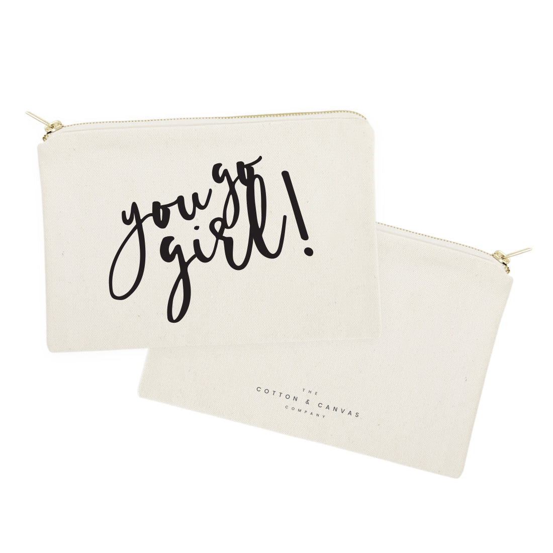You Go Girl Cotton Canvas Cosmetic Bag from The Cotton & Canvas Co.