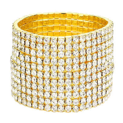 11-Row Crystal Rhinestone Stretchable Bracelet from Madeline Love