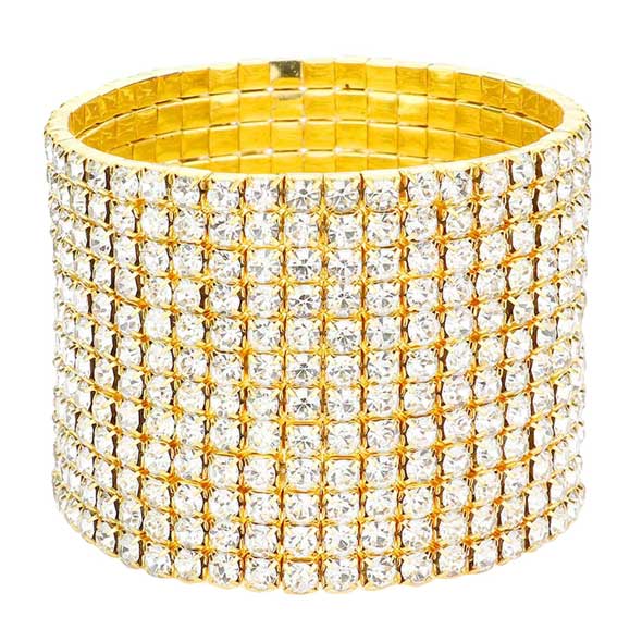 12-Row Crystal Rhinestone Stretchable Bracelet from Madeline Love