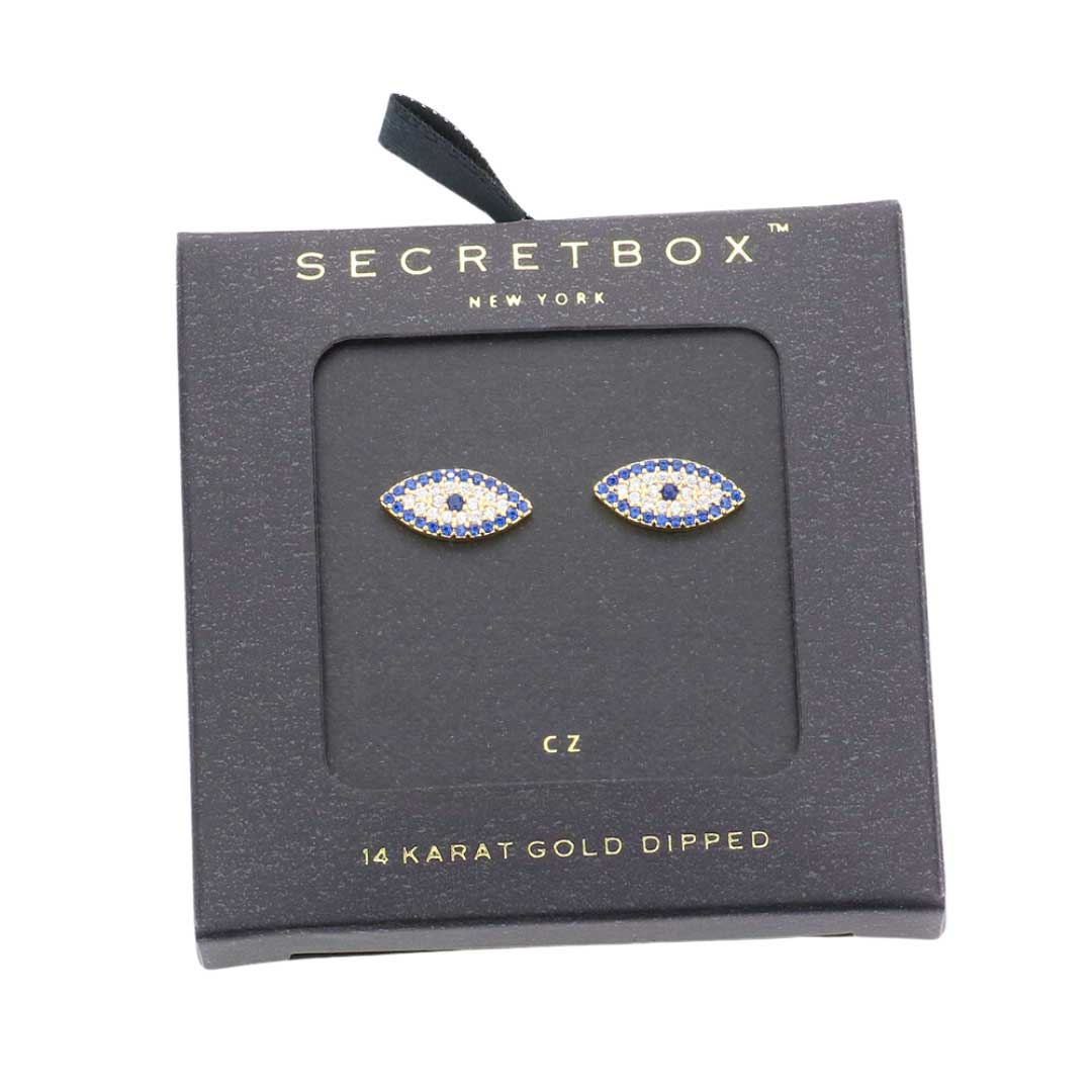 14K Gold-Dipped CZ Evil Eye Stud Earrings from Madeline Love
