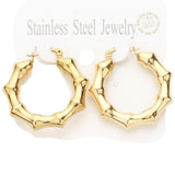 18K Gold Dipped Stainless Steel 1.5 Inch Metal Bamboo Hoop Earrings from Madeline Love