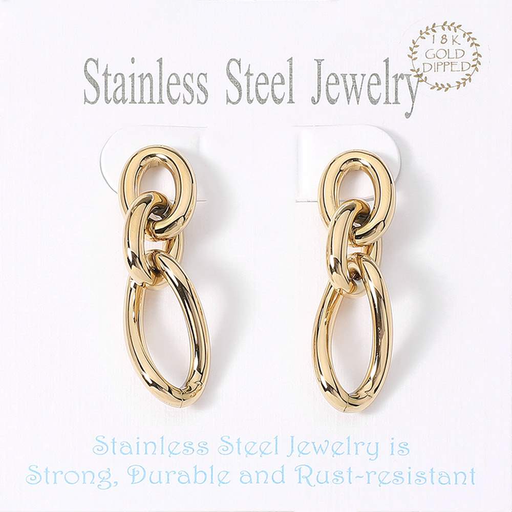 18K Gold Dipped Stainless Steel Abstract Chain Link Earrings from Madeline Love