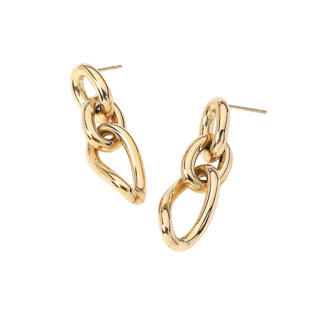 18K Gold Dipped Stainless Steel Abstract Chain Link Earrings from Madeline Love
