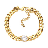 18K Gold Dipped Stainless Steel CZ Round Stone Bracelet from Madeline Love
