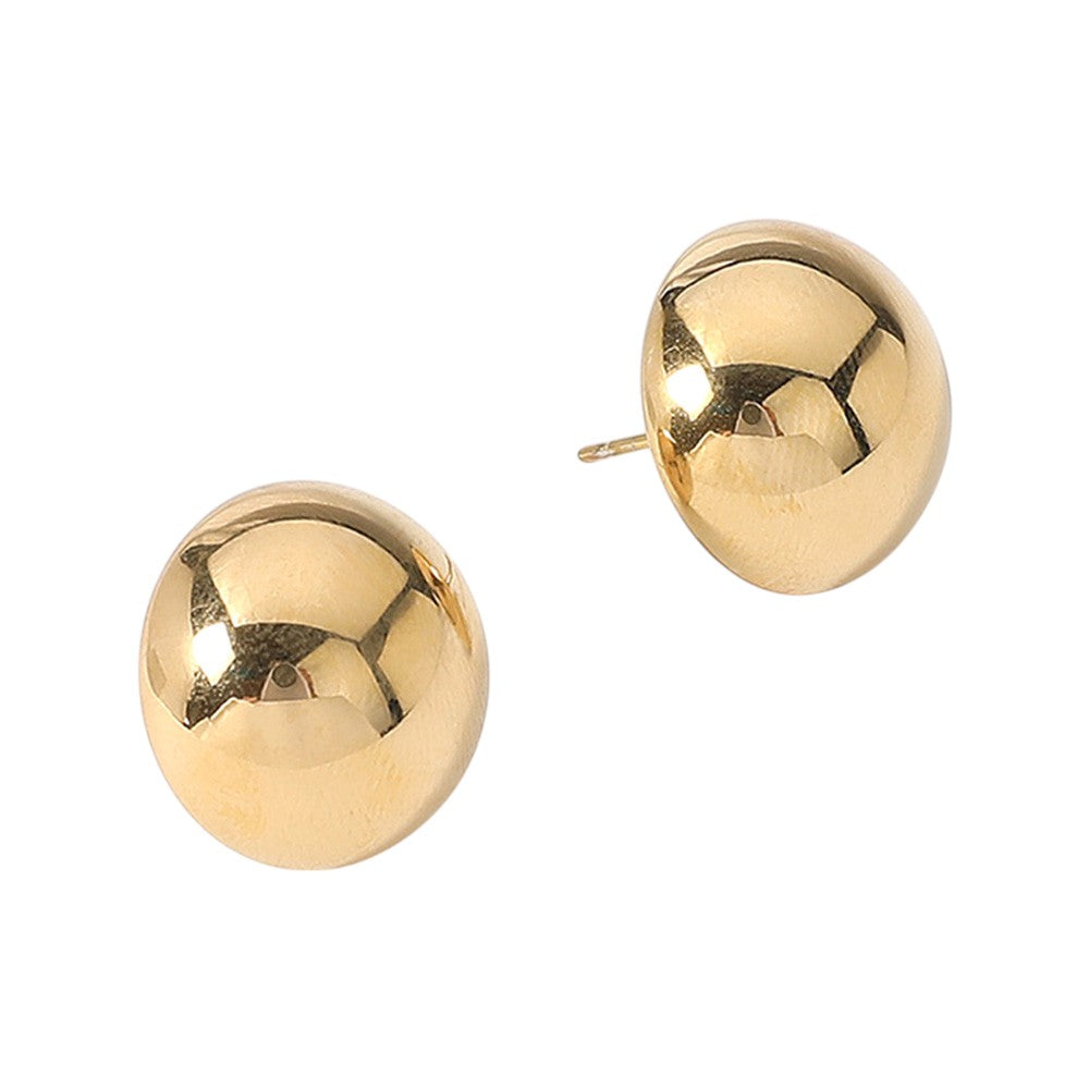 18K Gold Dipped Stainless Steel Dome Stud Earrings from Madeline Love