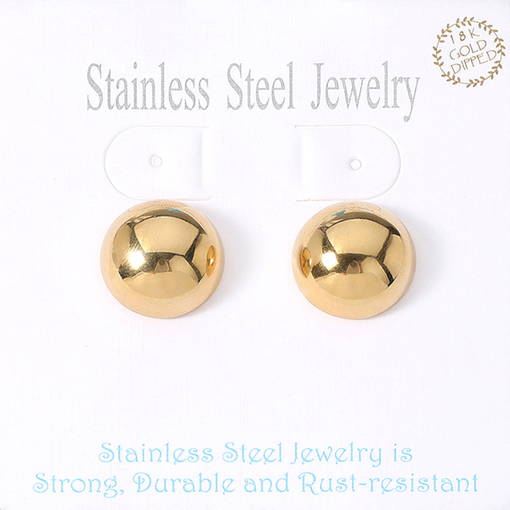 18K Gold Dipped Stainless Steel Dome Stud Earrings from Madeline Love