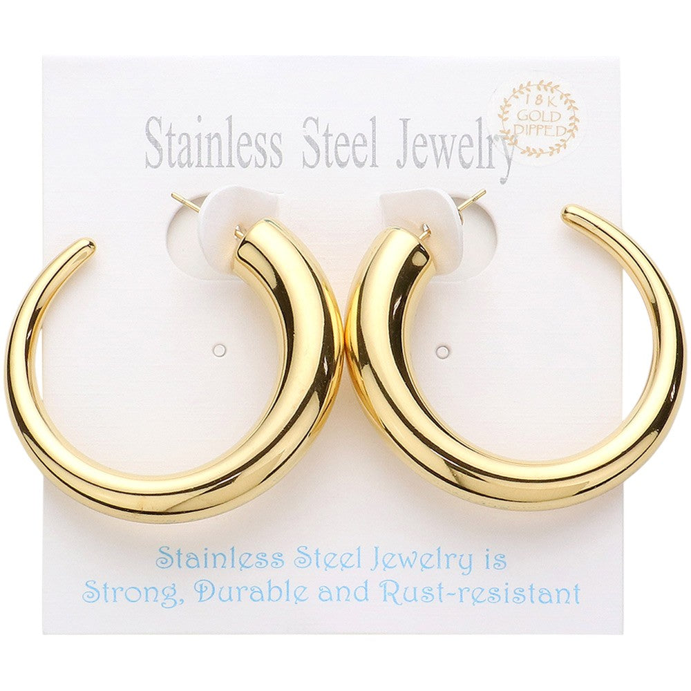 18K Gold Dipped Stainless Steel Hoop Earrings from Madeline Love