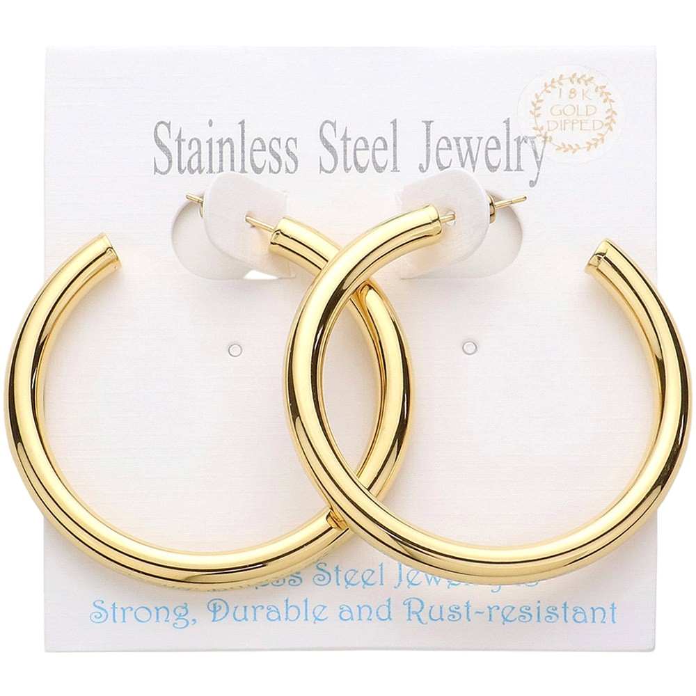 18K Gold Dipped Stainless Steel Hoop Earrings from Madeline Love