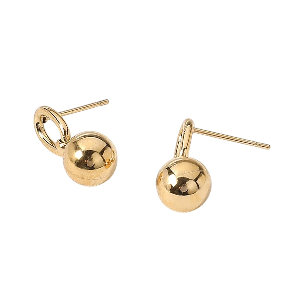 18K Gold Dipped Stainless Steel Mini Ball Dangle Earrings from Madeline Love