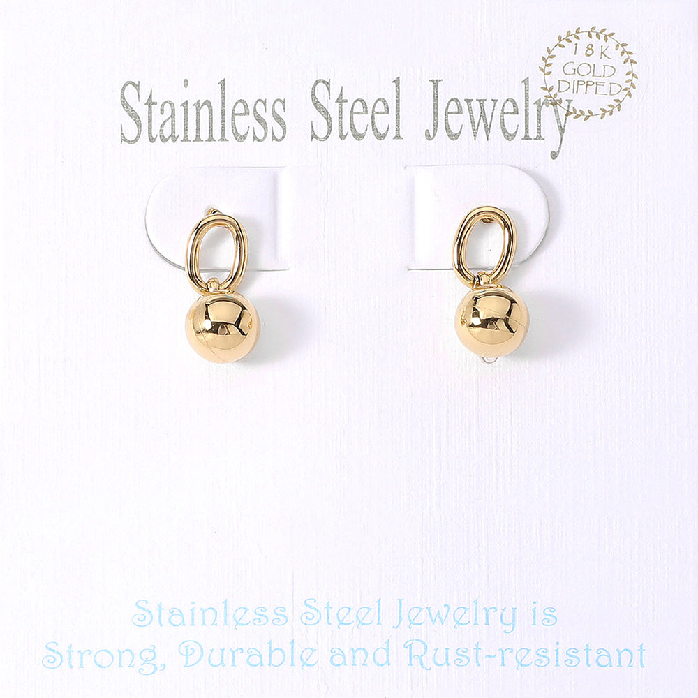 18K Gold Dipped Stainless Steel Mini Ball Dangle Earrings from Madeline Love