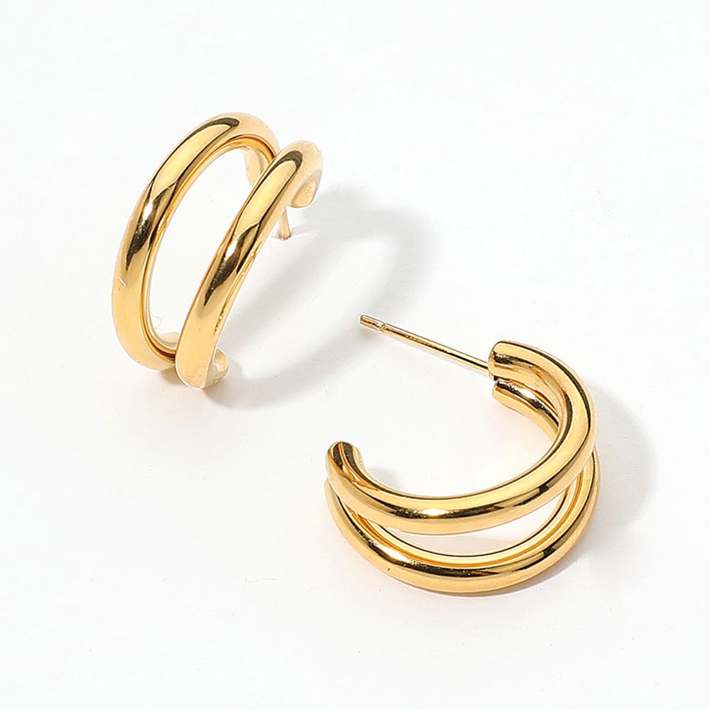 18K Gold Dipped Stainless Steel Split Hoop Earrings from Madeline Love