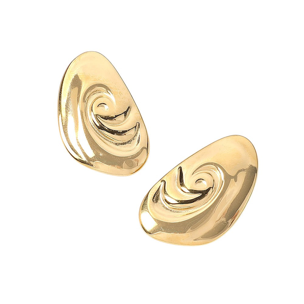 18K Gold Dipped Stainless Steel Swirl Plate Earrings from Madeline Love