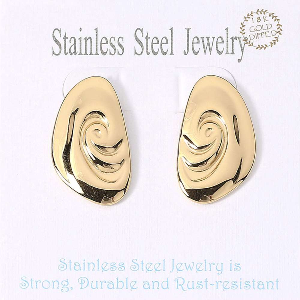 18K Gold Dipped Stainless Steel Swirl Plate Earrings from Madeline Love