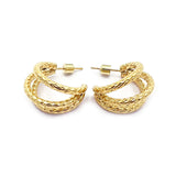 18K Gold Dipped Stainless Steel Textured Split Hoop Earrings from Madeline Love