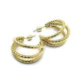 18K Gold Dipped Stainless Steel Textured Split Hoop Earrings from Madeline Love