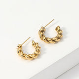 18K Gold Dipped Stainless Steel Twisted Mini Hoop Earrings from Madeline Love