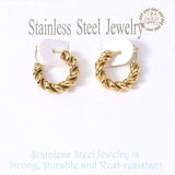 18K Gold Dipped Stainless Steel Twisted Mini Hoop Earrings from Madeline Love