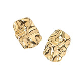 18K Gold Dipped Stainless Steel Textured Rectangle Earrings from Madeline Love