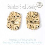 18K Gold Dipped Stainless Steel Textured Rectangle Earrings from Madeline Love