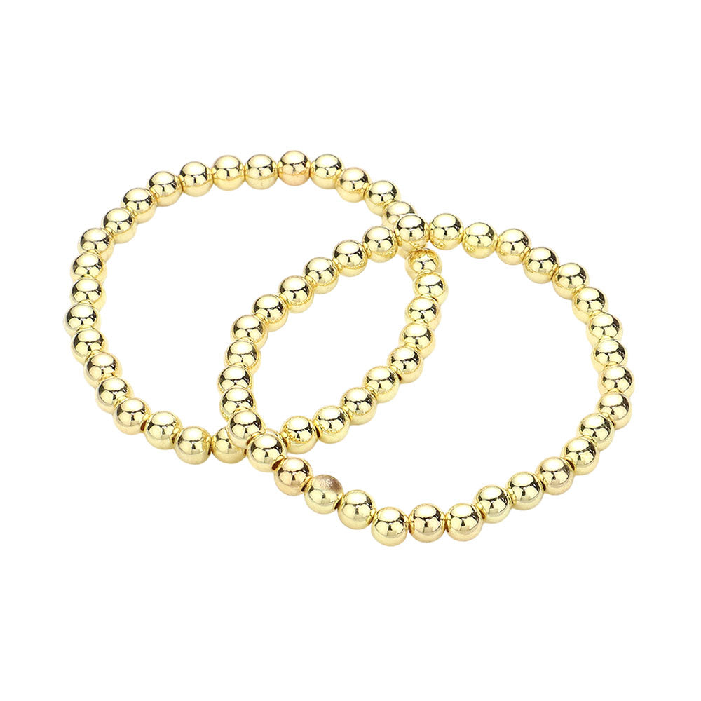 2PCS - Stainless Steel Ball Stretch Multi Layered Bracelets from Madeline Love