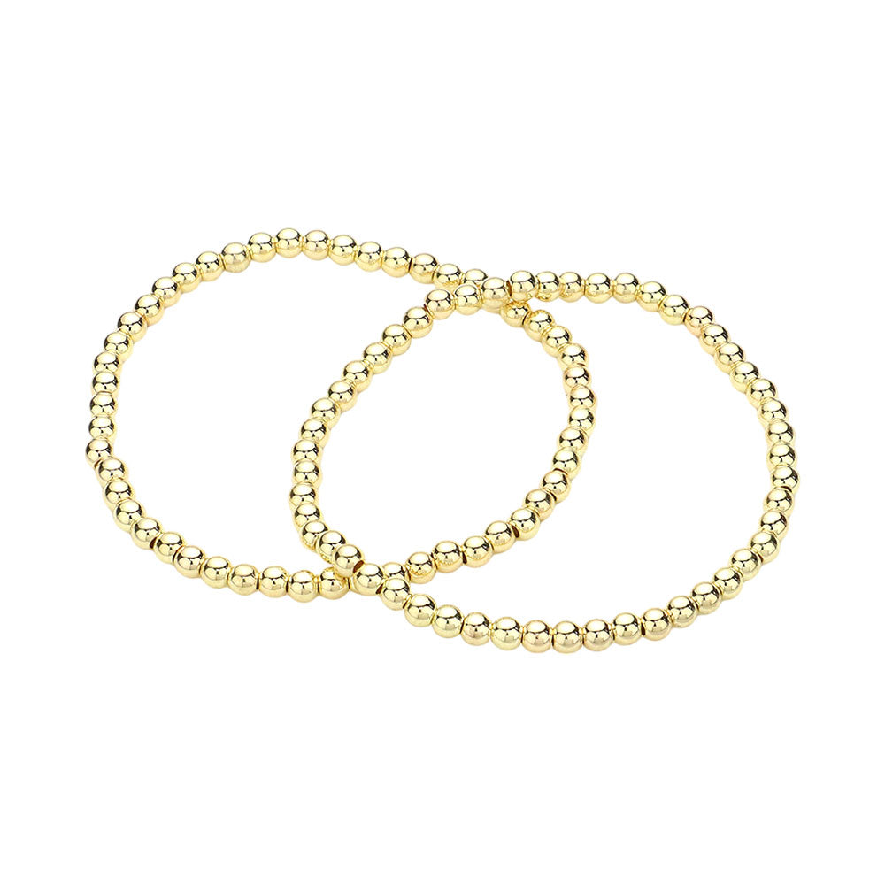2PCS - Stainless Steel Ball Stretch Multi Layered Bracelets from Madeline Love