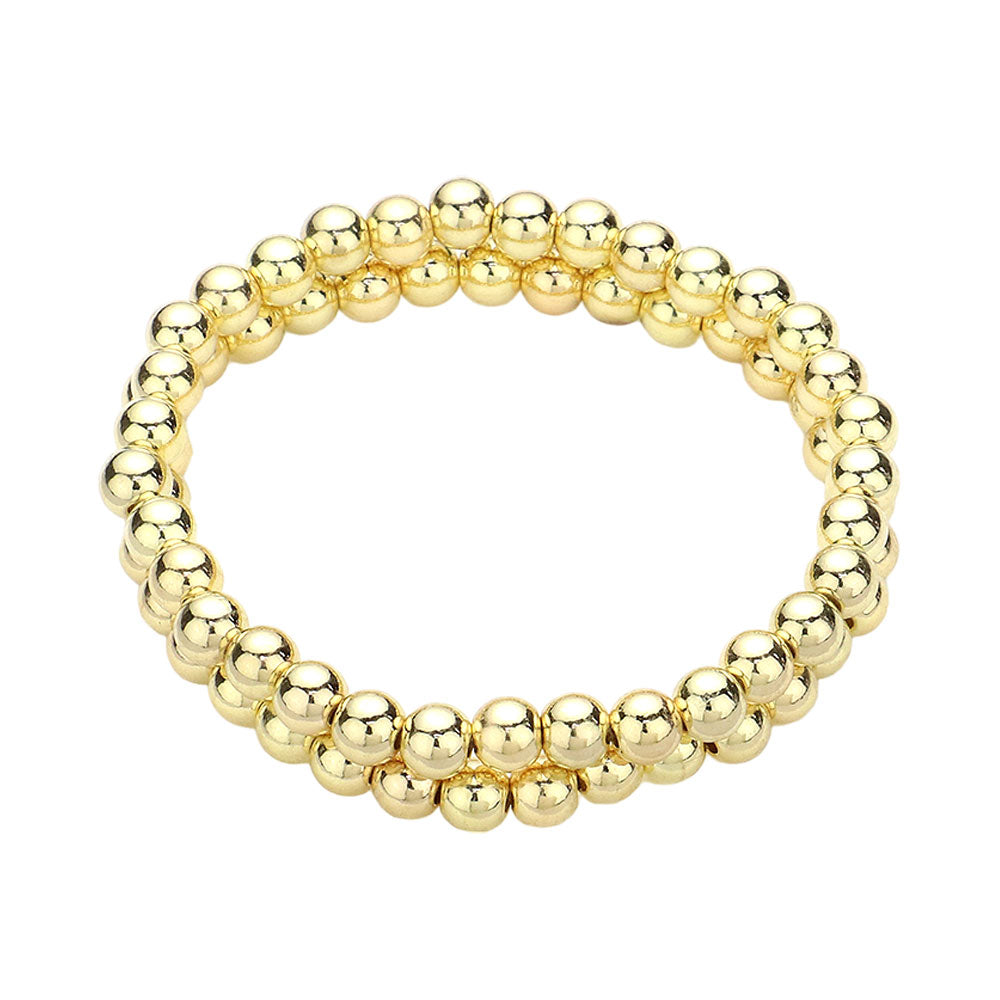 2PCS - Stainless Steel Ball Stretch Multi Layered Bracelets from Madeline Love