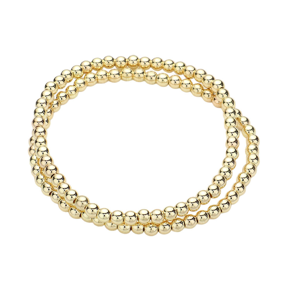 2PCS - Stainless Steel Ball Stretch Multi Layered Bracelets from Madeline Love