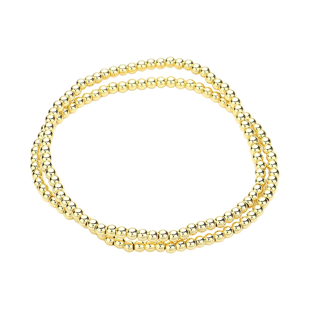 2PCS - Stainless Steel Ball Stretch Multi Layered Bracelets from Madeline Love