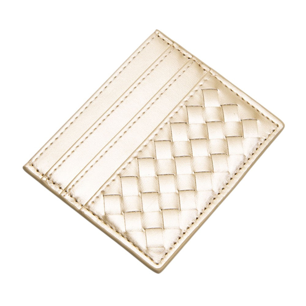 Faux Leather Basket Weave Card Holder Wallet  from Madeline Love