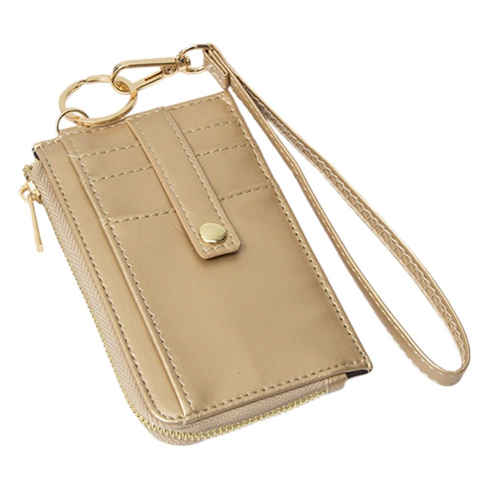 Faux Leather Basket Weave Flat Card Holder Wallet with Wristlet  from Madeline Love