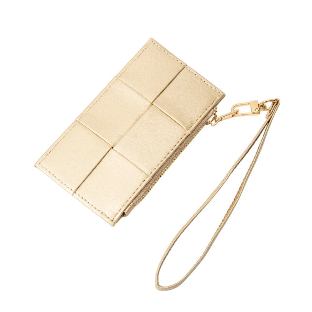 Faux Leather Weave Flat  Coin Wallet  from Madeline Love
