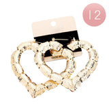 12Pairs- Medium Metal Bamboo Heart Pin Catch Earrings from Madeline Love