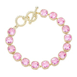 14K Gold Plated Square CZ Stone Link Evening Toggle Bracelet from Madeline Love