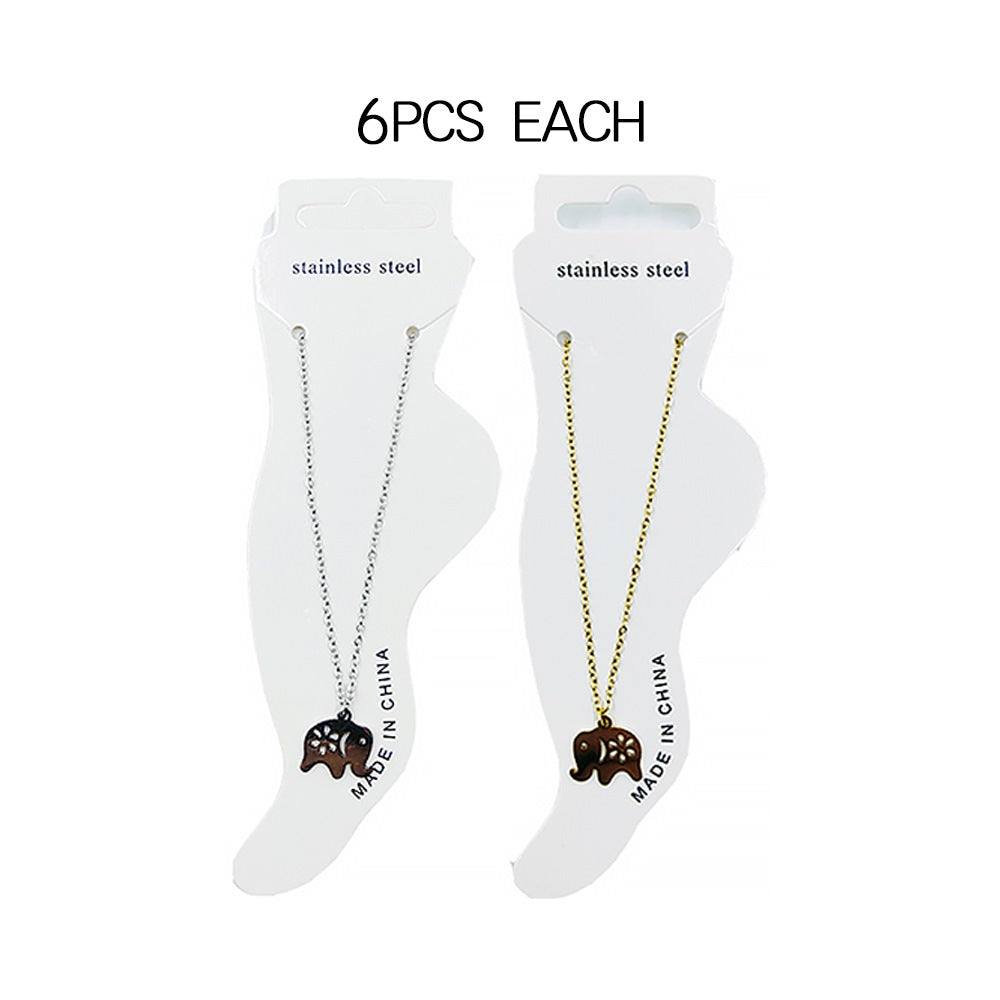 12PCS - Stainless Steel Elephant Charm Pointed Anklets from Madeline Love