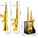 2 Gun Gold Whiskey Decanters Set & Rifle Gun Decanter - 21OZ & 27OZ - The Wine Savant Gun Rack, Veteran Gifts, Home Bar, Guns Lover Gifts, Tik Tok Gun Decanter, Military Gifts - Gun Whiskey Decanter from The Wine Savant