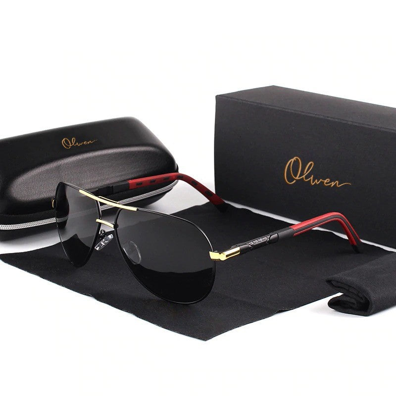 Oversized Aviator Sunglasses (Polarized) - For Large Heads + Free Hard Case from Olwen