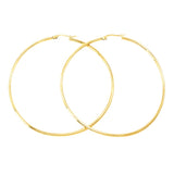 18K Gold Dipped Stainless Steel 2.75 Inch Hoop Pin Catch Earrings from Madeline Love