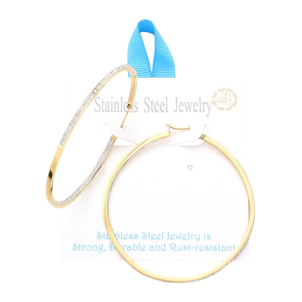 18K Gold Dipped Stainless Steel 2.5 Inch Inside Out Hoop Earrings from Madeline Love