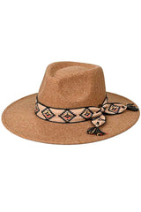 C.C Aztec Trim Band Vegan Felt Panama Hat from Madeline Love