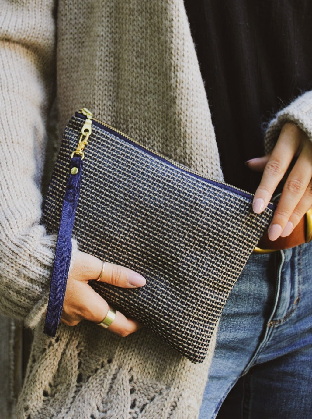 Golden Navy Tweed Purse from Ash & Rose
