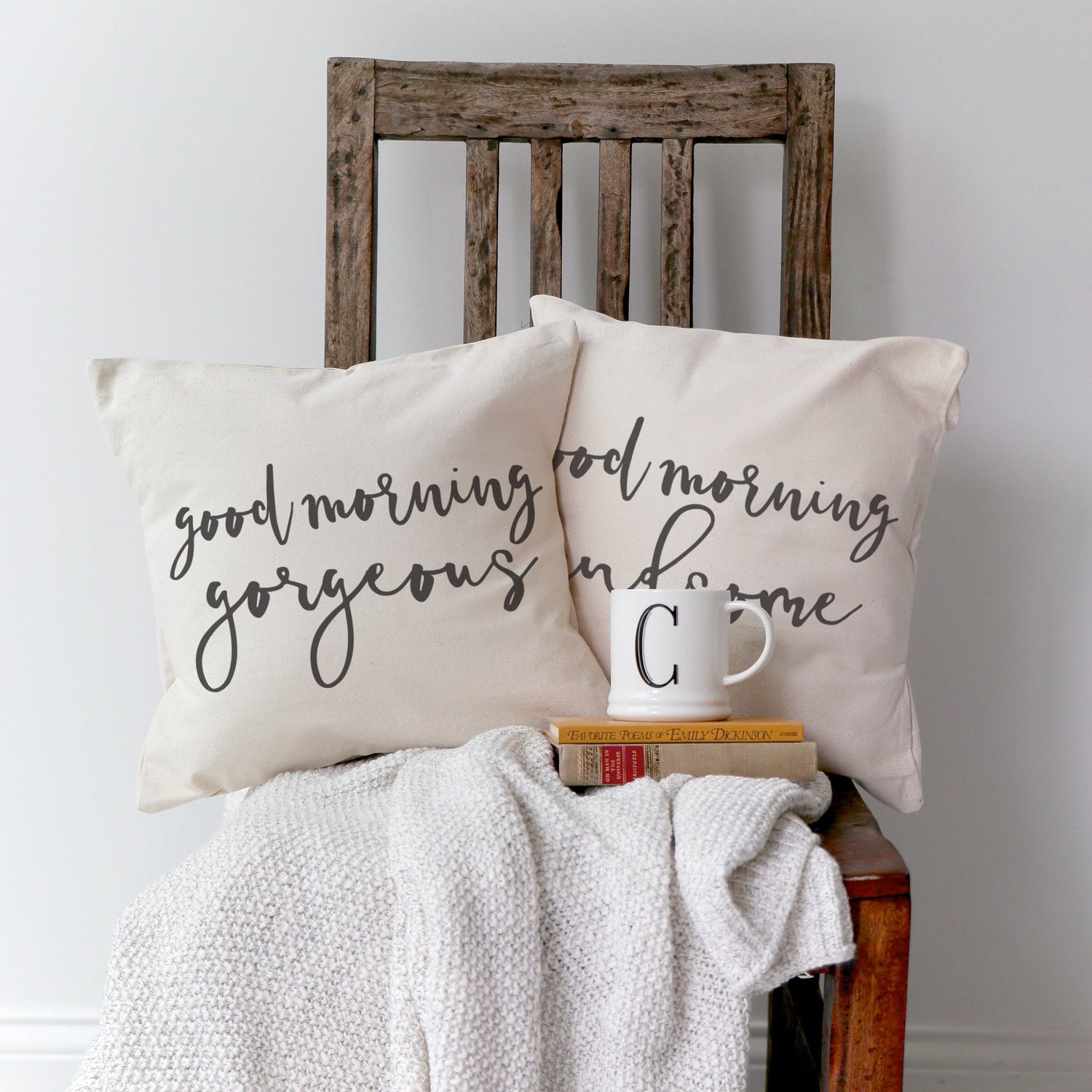 Good Morning Gorgeous and Handsome Pillow Covers, 2-Pack from The Cotton & Canvas Co.